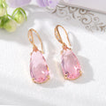 Gold Tone Faceted Crystal Teardrop Hook Earrings in Seven Colors view 8