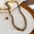 Brown Tiger Eye Style Beaded Pendant Necklace Jewelry Design view 4