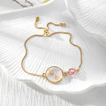 Gold Tone Adjustable Pressed Flower Slider Bracelets in Ten Designs view 7
