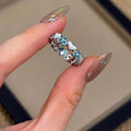 Silver Open Heart Blue Stone Ring Flower Open Band view 6