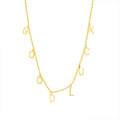 Good Luck Letter Charm Station Necklace Gold Tone Chain view 5