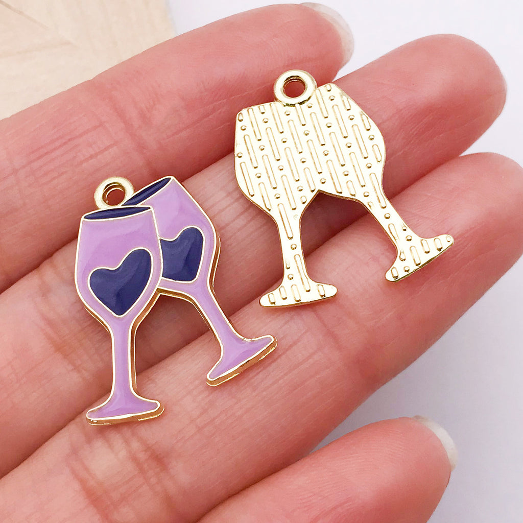 Purple Enamel Zinc Alloy LOVE Charm Pendant for DIY Valentine Bracelet Keychain Jewelry