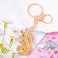 Rhinestone Striped Seahorse Keychain Gold Clasp Three Colors view 4