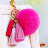 Fuchsia-Pom Triple-Tassels