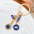 Blue Evil Eye Keychain with Enamel Charms and Rhinestone Accents view 3