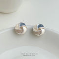 Gold Silver And Rose Tone Interlocking Knot Stud Earrings view 1