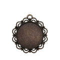 Scalloped Round Cabochon Pendant Tray in Antique Silver and Antique Bronze Metal Finish view 3