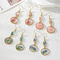 Gold Hook Pressed Flower Resin Drop Earrings 4 Style Mix view 1