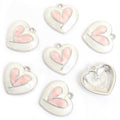 Layered Enamel Heart Charms in Gold and Silver Tones, Six Colors view 7