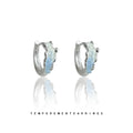 Silver Tone Ice Blue Glass Chip Round Hoop Earrings view 3