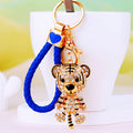 Jeweled Tiger Character Keychains with Braided and Bare Wrist Loops view 2