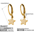 Crystal Star Drop Hoop Earrings in Three Gold Tone Designs view 6