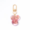 Pink Marble Bead Keychain Gold Clasp Three Round Charms view 4