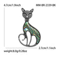 Silver Tone Cat Brooch With Shell Effect Body and Heart Tail view 5