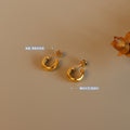 Small Smooth Gold C-Shaped Hoop Stud Earrings Metal Pair view 2