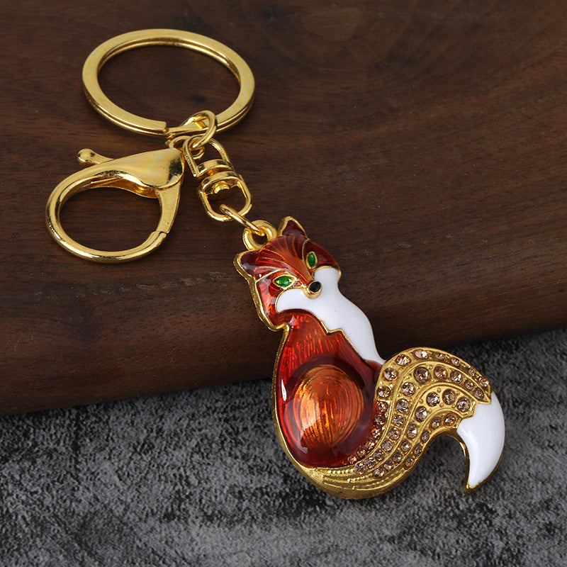 Cute Enamel Fox Alloy Keychain Bag Charm Gift Accessory
