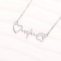 Heart Heartbeat Paw Print Pendant Necklace Gold Silver view 5