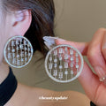 Open Circle Crystal Stud Earrings In Gold And Silver view 4