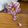 Fabric Flower Pearl Tassel Duckbill Hair Clips Pink Purple view 7