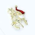 Pearl Snowman Sled Brooch Red Hat Gold Crystal Snowflake view 4
