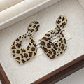 Nine Leopard Print Heart Round and Diamond Earrings view 7