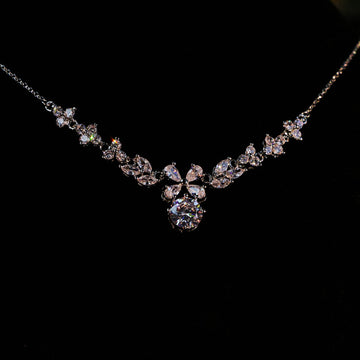 Silver Tone Crystal Floral Pendant Necklace Pendant Jewelry