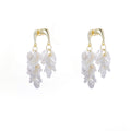 White Shell Look Petal Cluster Gold Huggie Earrings view 5