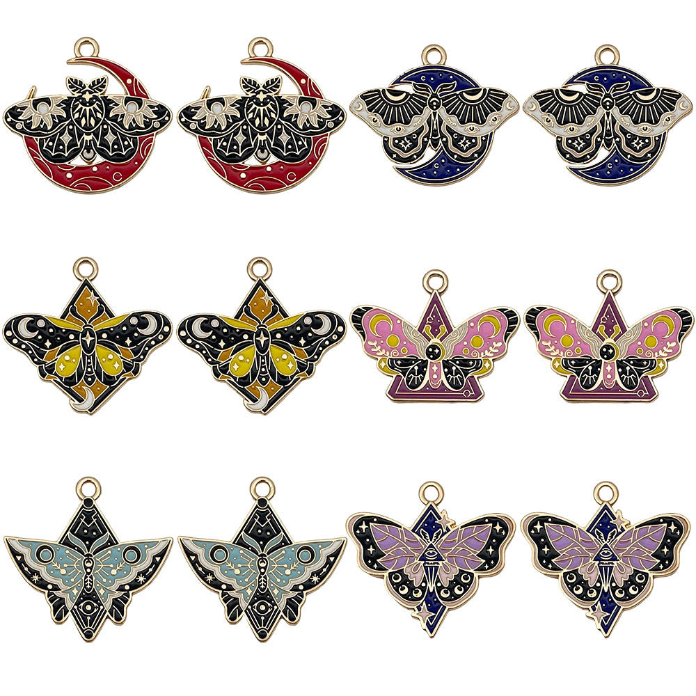Enamel Zinc Alloy Flower Moon Butterfly Charm Pendant for DIY Necklace Earrings Keychain