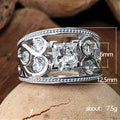 Silver Tone Wide Openwork Princess Cut Clear Stone Ring view 5