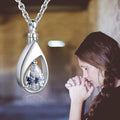 Silver Tone Teardrop Pendant Necklace with Pear Clear Stone view 2