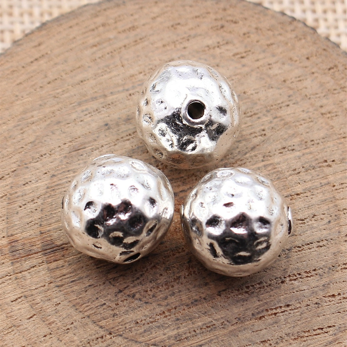 13x13x13mm 6.6g Multicolor Zinc Alloy Hammered Ball Loose Metal Beads for Bracelet Necklace Making