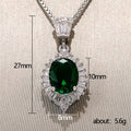 Oval Halo Pendant with Green Red or Clear Stone with Clear Stone Details view 5