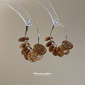 Shell Chip Hoop Earrings with Silver Tone Hooks with Reflective Details view 4