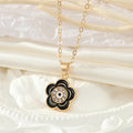 Gold Tone Crystal Enamel Flower Evil Eye Pendant Necklaces view 7
