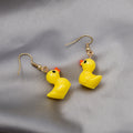 Yellow Cartoon Duck Novelty Long Dangle Hook Earrings view 2