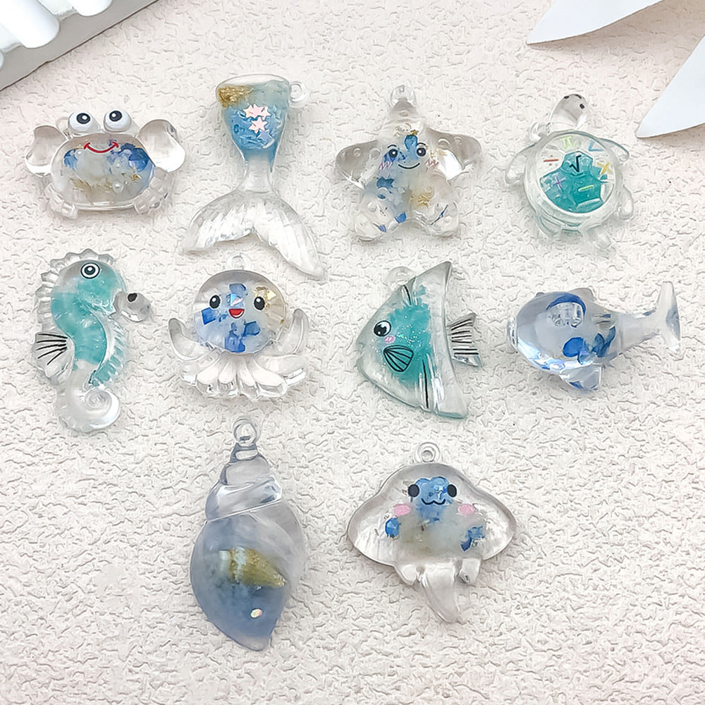 Acrylic Luminous Blue Manta Ray Fish Charm Pendant for DIY Keychain Earrings Hair Tie