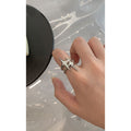 Silver Four Point Star Open Ring Abstract Dual Band view 6