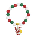 Christmas Red Green White Bead Bracelet Santa Jewelry Set view 6