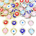 Crystal Rim Heart Evil Eye Charms in Five Colors and Two Metal Tones view 4
