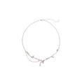 Silver Multicolor Chip Stone Butterfly Charm Necklace view 5