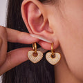 Crystal Heart and Blue Kyanite Drop Hoop Earrings in Four Styles view 2