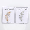 Vertical Double Butterfly Brooch With Pearl Ends in Two Finishes view 2