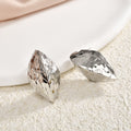 Faceted Marquise Dome Stud Earrings in Gold and Silver Tone view 7