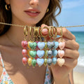 Multicolor Heart Bead Drop Earrings In Three And Five Bead Lengths view 3