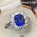 Oversized Oval Halo Cluster Ring In Three Stone Colors view 5