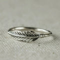 Textured Feather Band Ring In Three Polished Metal Tones view 1