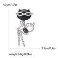 Cat Eye Fox Brooch Long Legs Masked Crystal Face Pin view 10
