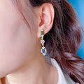 White Metal Multicolor Gem Geometric Long Drop Earrings view 3