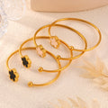Gold Open Clover Bangle White Seashell Or Black Acrylic view 2
