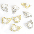 Pearl Center Crystal Heart Charms in Gold and Silver Tones view 5